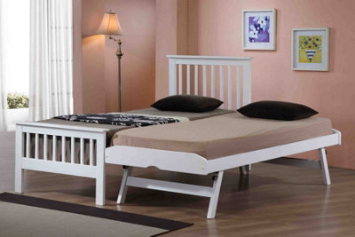 B&Q -  3Ft Single White Wood Finish Guest Bed,underbed,trundle,overnighter Wooden Bed Frame
