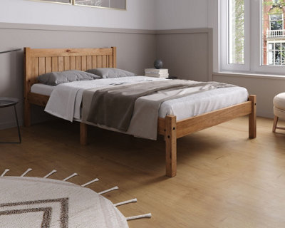 Save On Goods UK 4Ft Small Double All Pine,waxed Wood Bed Frame.wooden Shaker Style,low Footend Bedstead from B&Q