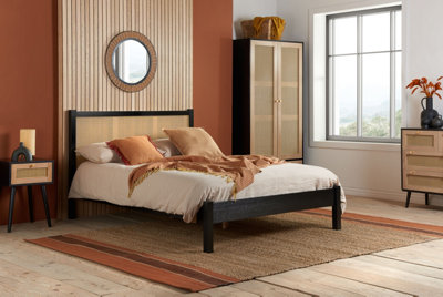 Save On Goods UK 5Ft King Size Black Rattan Wood Wooden Bed Frame,bedstead from B&Q