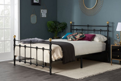 Save On Goods UK 4Ft6 Double Traditional,victorian Style Metal Tubular Steel Bed Frame Bedstead. Black Gloss Finish from B&Q