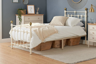 Save On Goods UK 3Ft Single Traditional,victorian Style Metal Tubular Steel Bed Frame Bedstead. Ivory Cream Gloss Finish from B&Q
