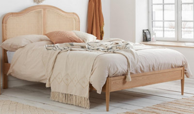 Save On Goods UK 4Ft6 Double French Style,oak & Rattan Wood Wooden Bed Frame Bedstead from B&Q