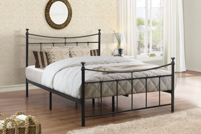 Save On Goods UK 4Ft Small Double Traditional,victorian Style Metal Tubular Steel Bed Frame Bedstead In Black Painted Finish from B&Q
