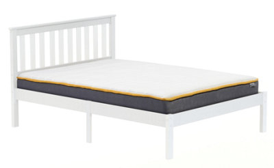 Save On Goods UK 4Ft6 Double White Painted Wood Bed Frame.wooden Shaker Style,low Footend Bedstead from B&Q