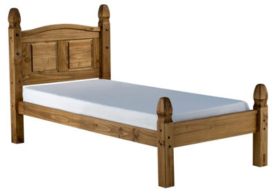 Save On Goods UK 3Ft Single Antique Waxed Pine,mexican,solid Strong Pine Wood Bed Frame Low Foot End from B&Q