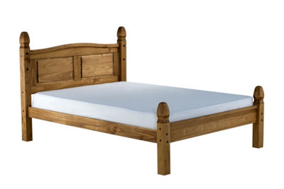 Save On Goods UK 5Ft King Size Antique Waxed Pine,mexican,solid Strong Pine Wood Bed Frame Low Foot End from B&Q
