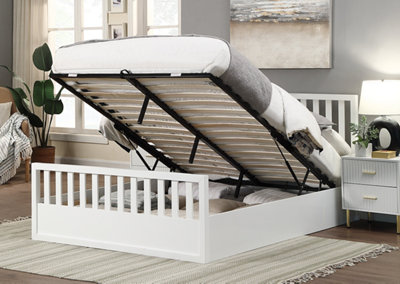 Save On Goods UK 4Ft6 Double White Finish Wood Wooden Ottoman Gas Lift Up Storage Bed Frame Bedstead from B&Q