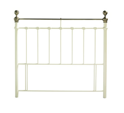 Save On Goods UK 5Ft King Size Ivory Cream Brass Finish,traditional Antique Victorian Metal Bed Headboard from B&Q