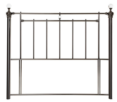 Save On Goods UK 5Ft King Size Black NickelCrystal Corner FinnialsTraditional Antique Victorian Metal Bed Headboard from B&Q