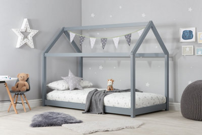Save On Goods UK 3Ft Single Grey Kids Childs House Shape Wood Wooden Bed Frame from B&Q