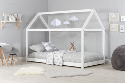 Save On Goods UK 3Ft Single White Kids Childs House Shape Wood Wooden Bed Frame from B&Q