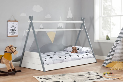 Save On Goods UK 3Ft Single Kids Childs Teepee Shape Wood Wooden Bed Frame.white & Grey from B&Q