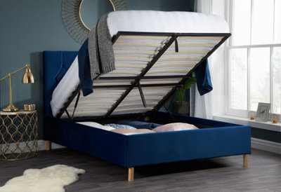 Save On Goods UK 4Ft6 Double Velvet Fabric Upholstered Ottoman Lift Up Storage Bed Frame from B&Q