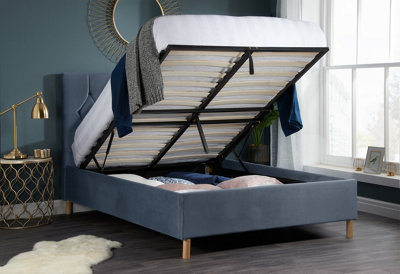 Save On Goods UK 4Ft6 Double Velvet Fabric Upholstered Ottoman Lift Up Storage Bed Frame. from B&Q