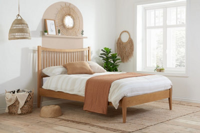 Save On Goods UK 4Ft6 Double SolidStrong Real Oak Bed Frame,spindle Headend,bedstead.oak Wood Wooden from B&Q