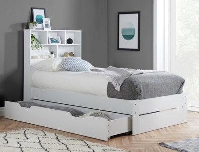 Save On Goods UK 3Ft Single White Wood Shelf Shelves Drawer Storage Bed Frame Wooden Bedstead from B&Q