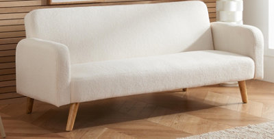Save On Goods UK 2 Seater Sofa Bed,boucle White Fabric Sofabed Bed Settee from B&Q