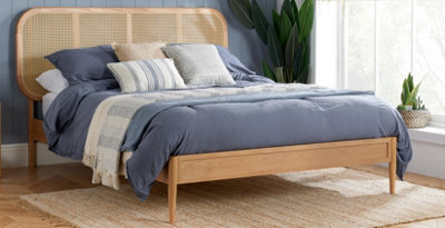 Save On Goods UK 5Ft King Size Oak And Woven Rattan Wood Wooden Bed Frame,bedstead from B&Q