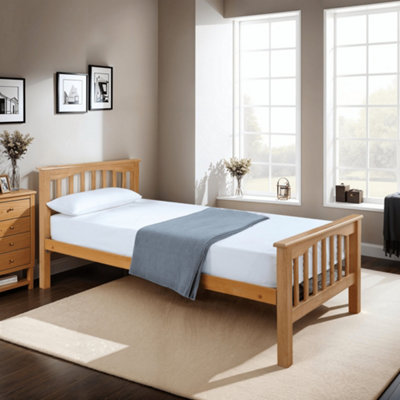Save On Goods UK 4Ft6 Double Heavy Duty Wood,metal Bed Frame.strong,robust Bedstead. Beech Colour from B&Q