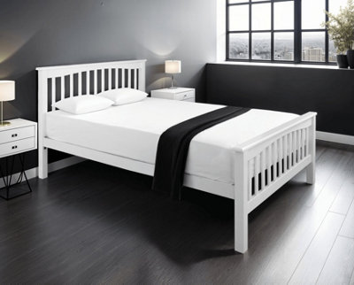 Save On Goods UK 4Ft6 Double Heavy Duty Wood,metal Bed Frame.strong,robust Bedstead. White from B&Q