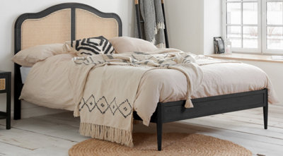 Save On Goods UK 5Ft King Size French Style,black Oak & Rattan Wood Wooden Bed Frame Bedstead from B&Q
