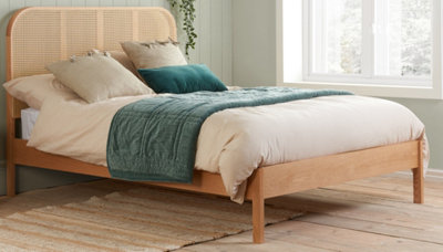 Save On Goods UK 6Ft Super King Oak Colour Rattan Wood Wooden Curved Bed Frame,bedstead from B&Q