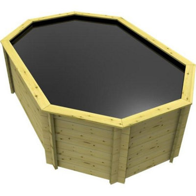 Garden Timber Company Wooden Koi Pond 12Ft X 8Ft Stretched Octagonal 1099mm Height 44mm Thick Wall from B&Q