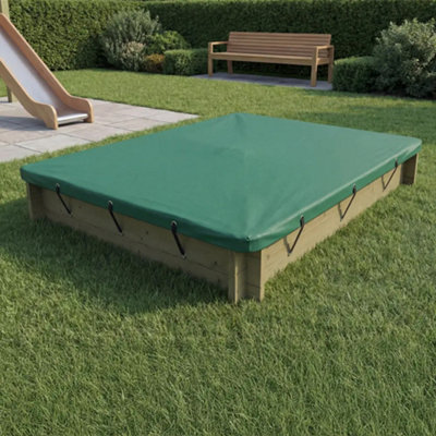 2M X 1.5M Wooden Sandpit295mm Height27mm Thick WallInc Tarpaulin Cover from B&Q