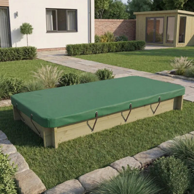 2M X 1M Wooden Sandpit295mm Height27mm Thick WallInc Tarpaulin Cover from B&Q