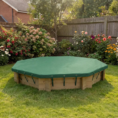 6Ft Octagonal Wooden Sandpit295mm Height27mm Thick WallInc Tarpaulin Cover from B&Q