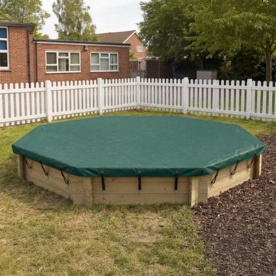 10Ft Octagonal Wooden Sandpit429mm Height27mm Thick WallInc Tarpaulin Cover from B&Q