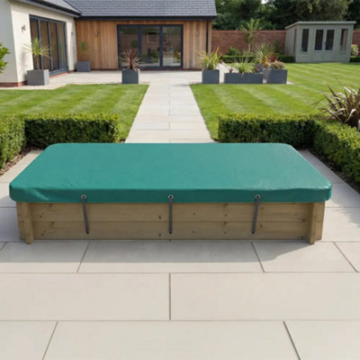 2M X 1M Wooden Sandpit429mm Height27mm Thick WallInc Tarpaulin Cover from B&Q