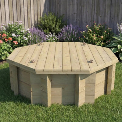 4Ft Octagonal Wooden Sandpit429mm Height44mm Thick WallInc Heavy Duty Lid from B&Q
