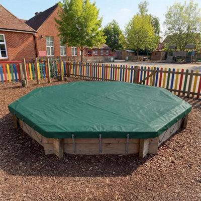 8Ft Octagonal Wooden Sandpit295mm Height44mm Thick WallInc Tarpaulin Cover from B&Q