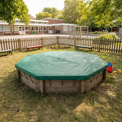 8Ft Octagonal Wooden Sandpit429mm Height44mm Thick WallInc Tarpaulin Cover from B&Q