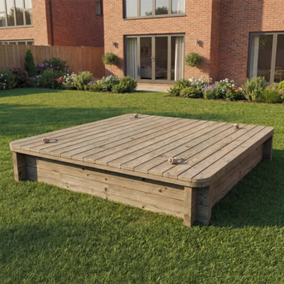 1.5M X 1.5M Wooden Sandpit295mm Height44mm Thick WallInc Heavy Duty Lid from B&Q