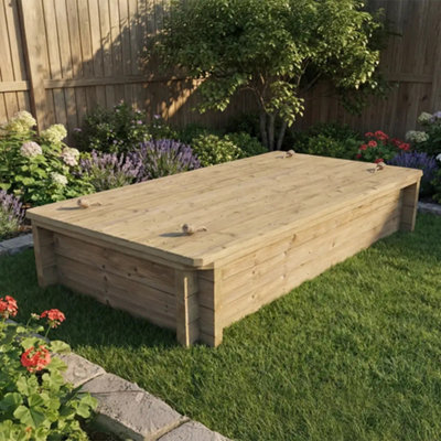 2M X 1M Wooden Sandpit429mm Height44mm Thick WallInc Heavy Duty Lid from B&Q