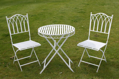 Garden Market Place Versailles Style Metal Garden Bistro Set In Plain Finish White