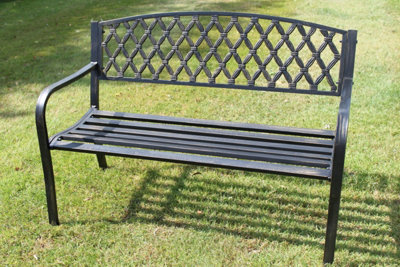 Garden Market Place Warwick Metal Garden Bench With Web Pattern Cast Iron Back