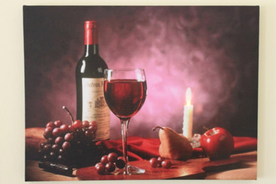 Garden Market Place Red WineGrapes And Candle Christmas Canvas Picture Print With Led Lights from B&Q