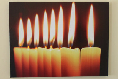 Garden Market Place Festive 8 Natural Candles Christmas Canvas Picture Print With Led Lights from B&Q