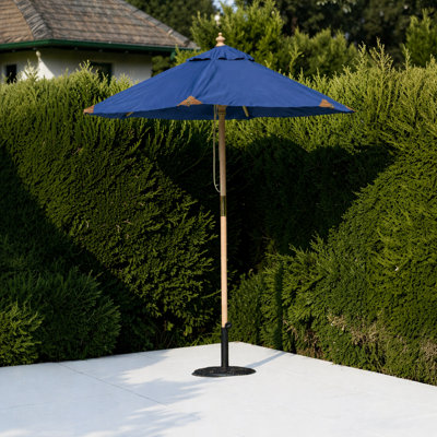 B&Q -  The Garden Marketplace 2M Premium Hardwood Garden Parasol Umbrella Navy Blue