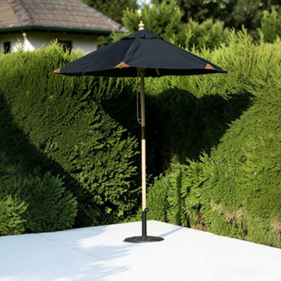 Garden Market Place The Garden Marketplace 2M Premium Hardwood Garden Parasol Umbrella Black from B&Q