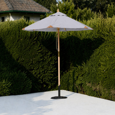 B&Q -  The Garden Marketplace 2M Premium Hardwood Garden Parasol Umbrella Light Grey