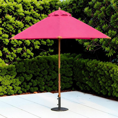 Garden Market Place The Garden Marketplace Premium 3M Hardwood Garden Parasol Umbrella Pink from B&Q