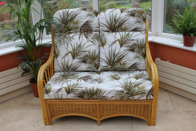 Garden Market Place Gardenmarketplace Sorrento Cane Conservatory Furniture -2 Seater SofaPalm Design Fabric from B&Q