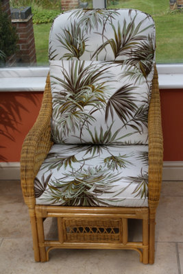 Garden Market Place Gardenmarketplace Portofino Cane Conservatory Furniture -Single Chair'palm' Design Fabric-Natural Colour Cane from B&Q