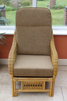Garden Market Place Gardenmarketplace Portofino Cane Conservatory Furniture -Single ChairCoffee Colour Fabric-Natural Colour Cane from B&Q
