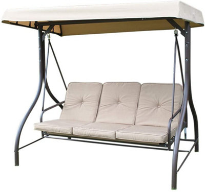 Garden Market Place Luxury Heavy Duty Garden 3 Seater Swing Seat Hammock Bed Complete With Thick Cushions.  Adjustable Canopy Angle. from B&Q