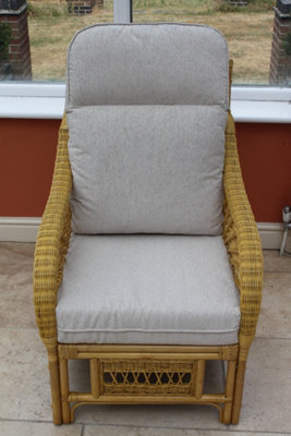 Garden Market Place Gardenmarketplace Portofino Cane Conservatory Furniture -Single ChairCream Colour Fabric-Natural Colour Cane from B&Q